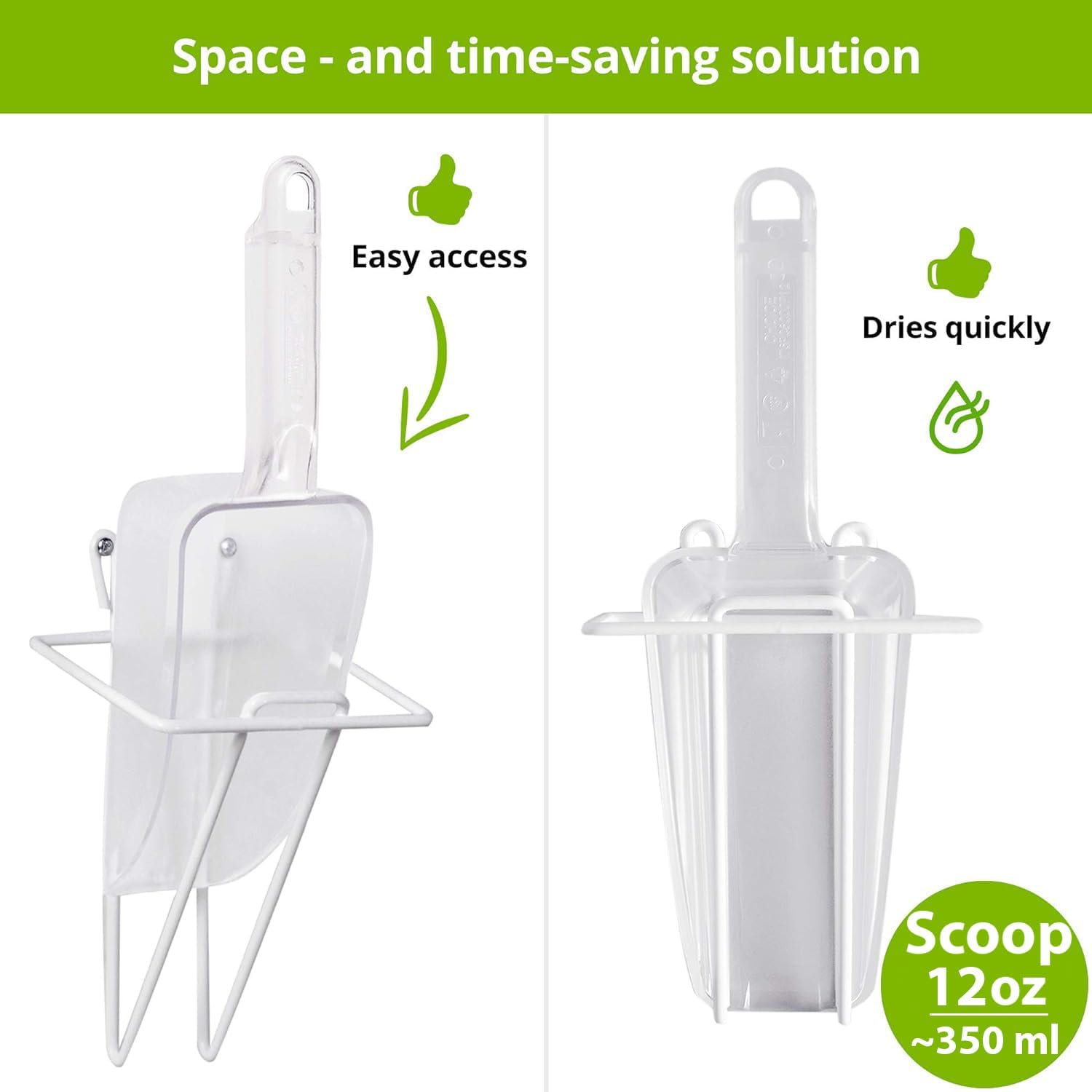 38 oz Aluminum Ice Scoop with Holder + 12 oz Plastic Ice Scoop with Holder Bundle