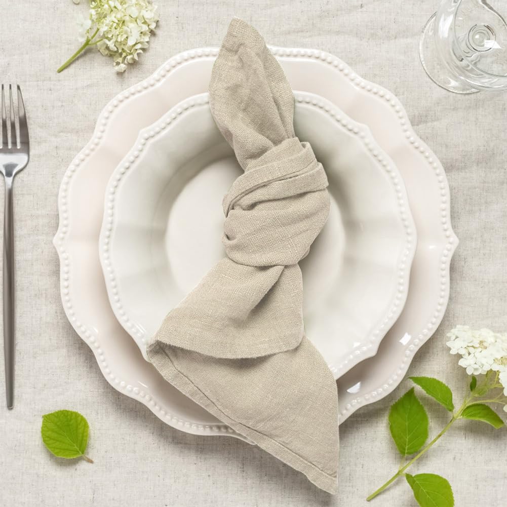 Lot De 6 Serviettes En Lin Serviettes En Tissu Réutilisables