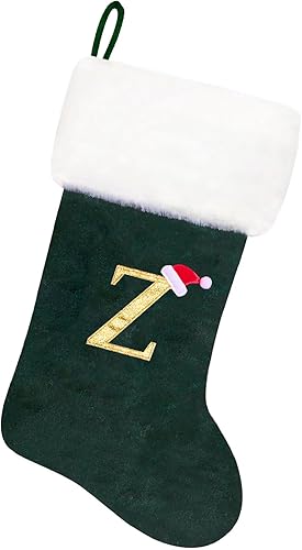 Miniatura 8 de Medias de Navidad con monograma de terciopelo rojo vino de 20 pulgadas con monograma de felpa blanca, medias bordadas personalizadas para