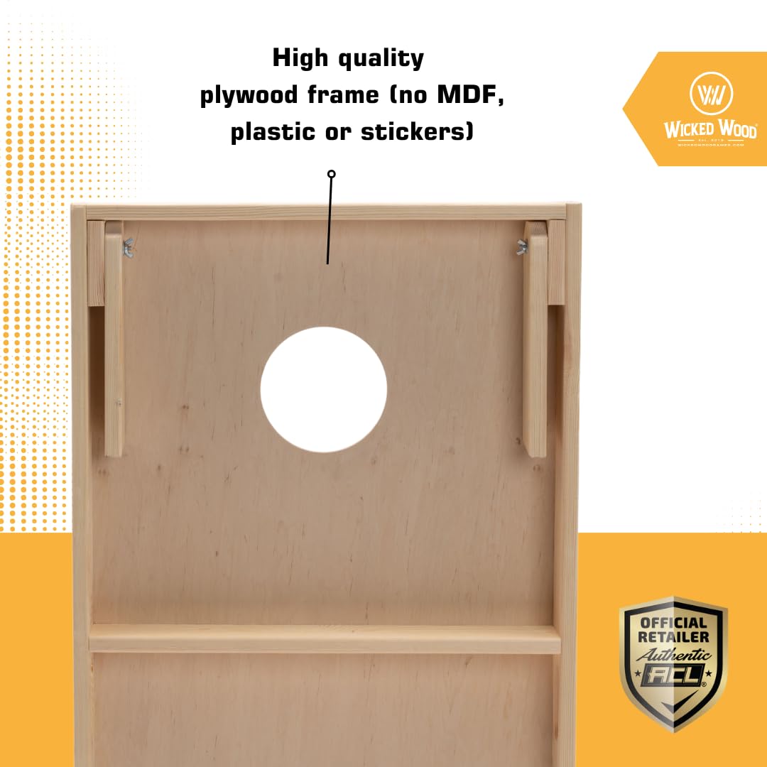 Set de Cornhole Wicked Wood 120x60 cm ACL Officiel 8 Sacs Extérieur