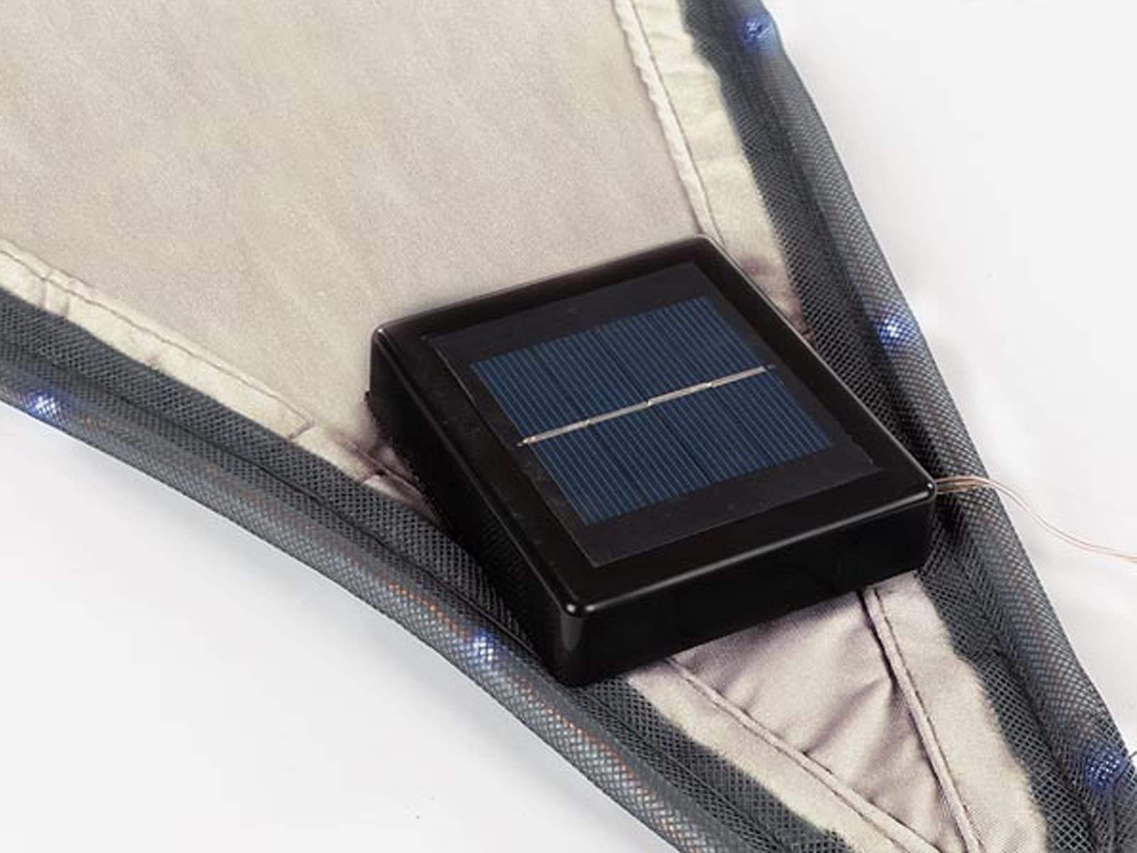 Perel Vela ombreggiante triangolare con 107 LEDs, poliestere idrorepellente, protezione UV 95%, 3.6 x 3.6 x 3.6 m illuminazione LED solare, shade sail per giardino e terrazza, taupe