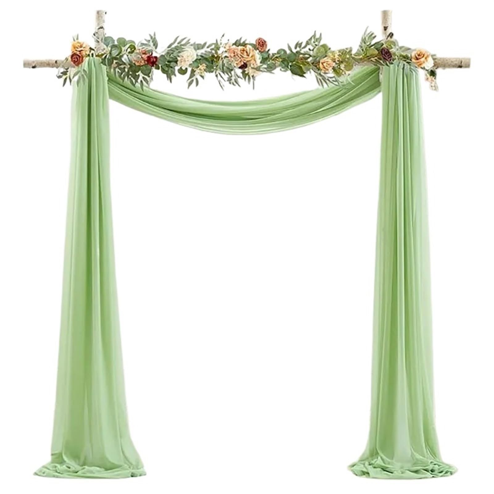 Dekoracje ślubne z zasłon, Tkanina do drapowania łuku ślubnego 6-10 metrów Multicolor 75x600-1000cm(Grass Green,75x1000cm)