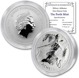2022 P 1 oz Tuvaluan Silver Athena Coin - Gods of Olympus Series Brilliant Uncirculated (in Capsule) $1 Seller BU