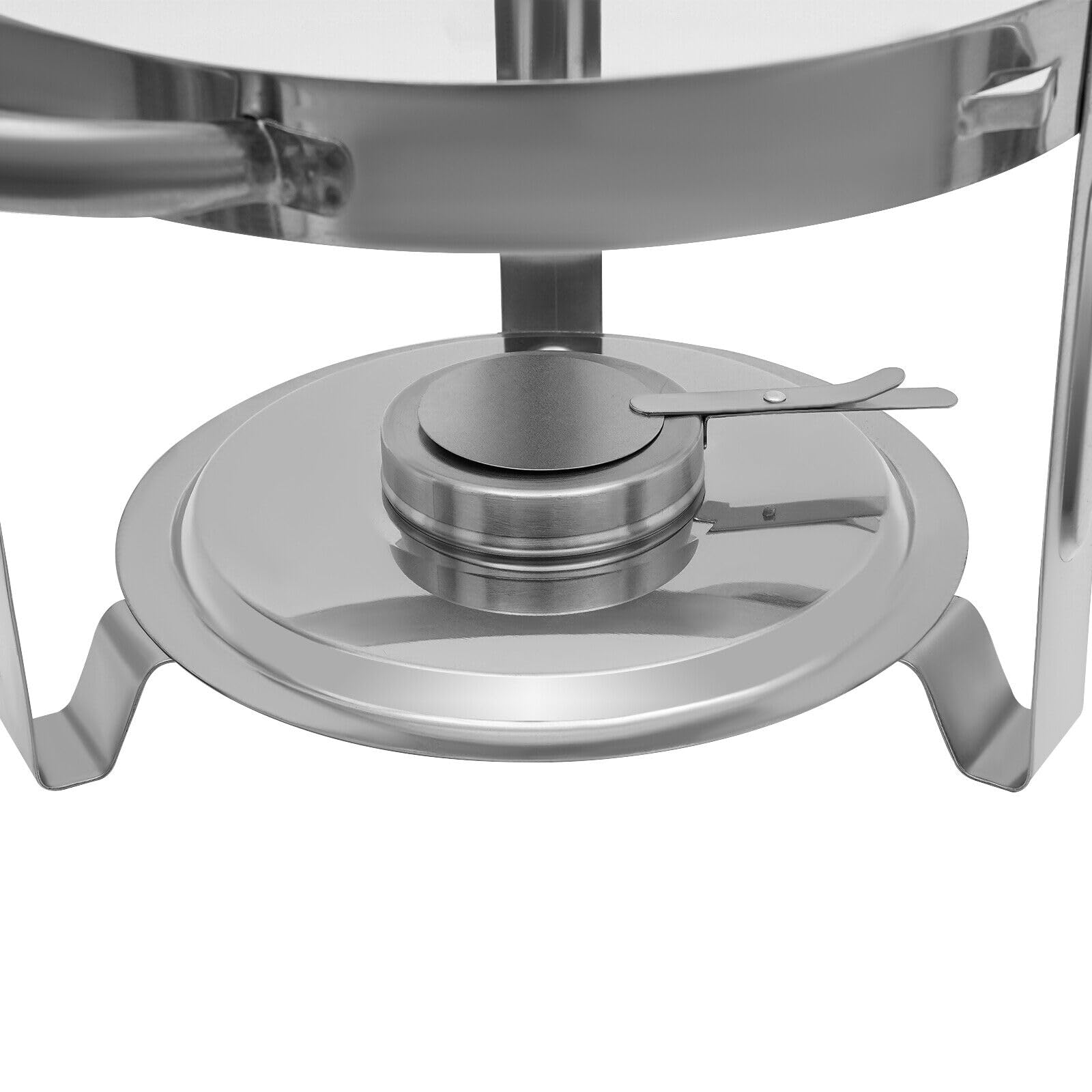 Chafing Dish Buffet Set da 5 l, rotondo, contenitore termico a buffet, catering gastro e feste, con coperchio in vetro e coperchio (argento)