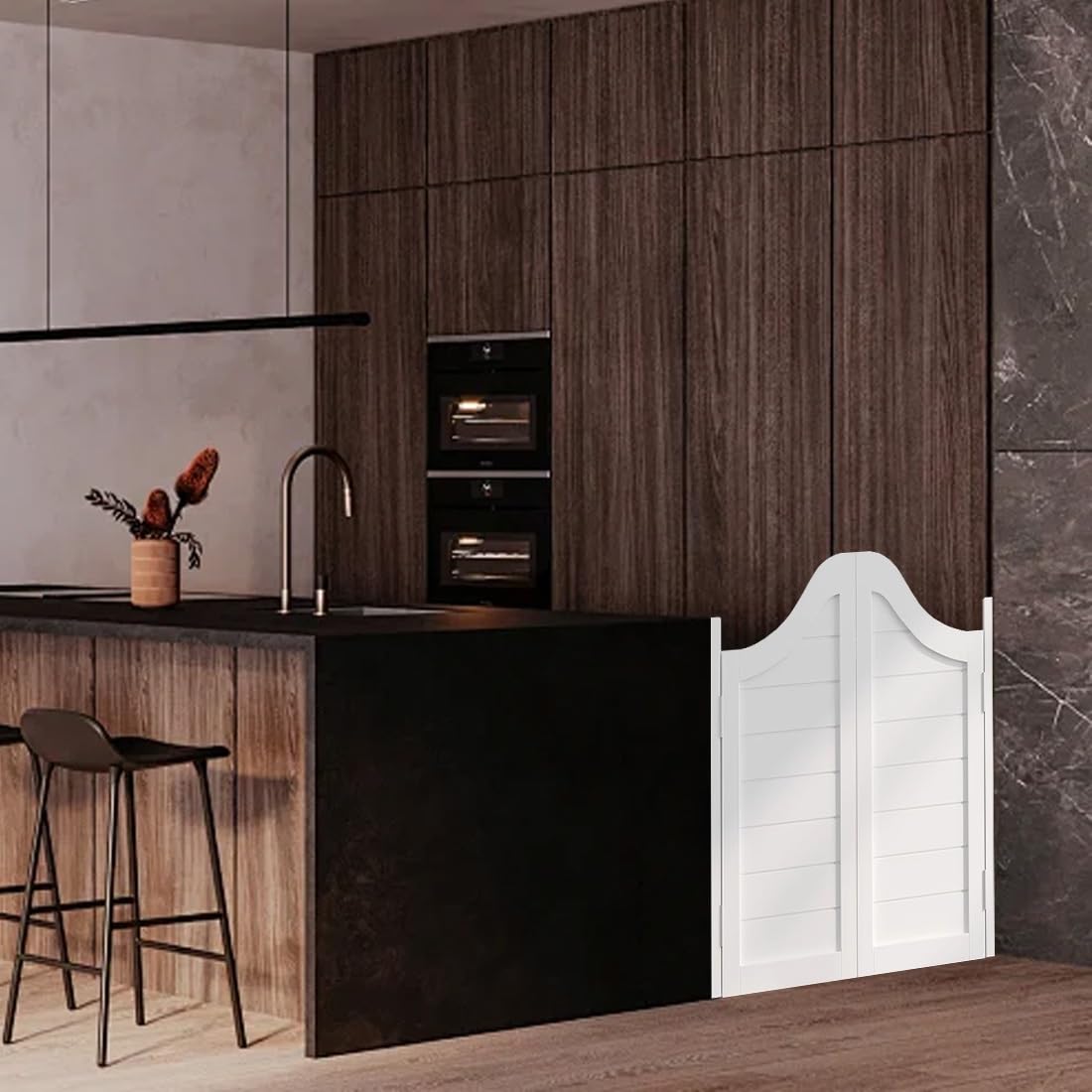 Schwingtür im Saloon-Stil, Halbhohe Café-Türen, Moderne Raumteilertüren aus Holz, Innentür für Flur, Küche, Bar, Keller, Scheune, Restaurants, mit Scharnieren und Beschlägen (Weiß,