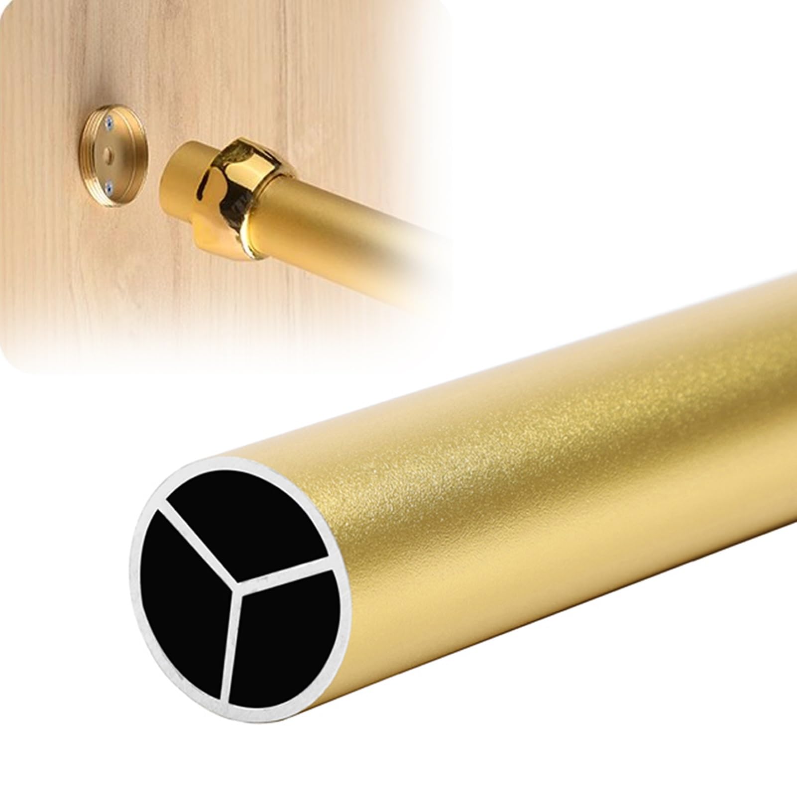 Tube de garde-robe en or givré robuste 110 cm avec support pour penderie