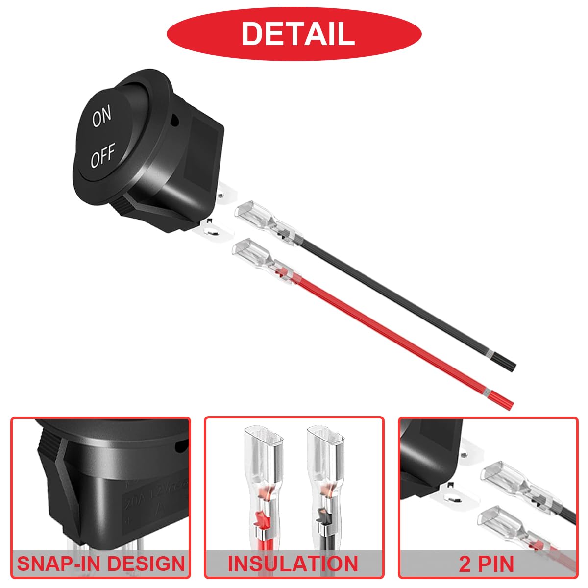 Amazon.co.jp: MKBKLLJY 10個ラウンドロッカースイッチ12V DCオンオフ