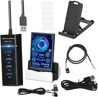 UKCOCO Tela Secundária Do Computador Disco Rígido PC Tela Lcd Exibição Do Computador Mini Display Mini Computador Caixa Da CPU Monitor De Dados Hdd Rotação De 360 Graus Sub Tela