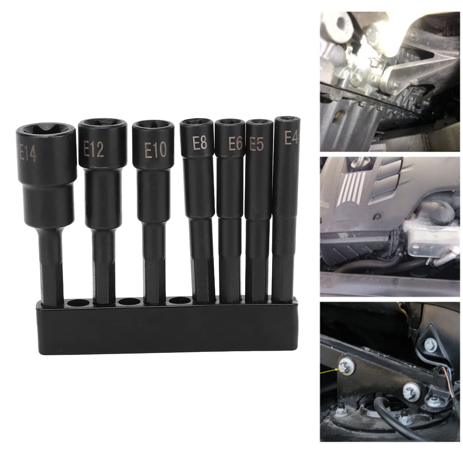 Juego de 7 piezas de portabrocas hexagonales para flor de ciruelo, adaptador de portabrocas para taladro eléctrico, llave de tornillos antirrobo CR-V con tamaños E4, E5, E6, E8,