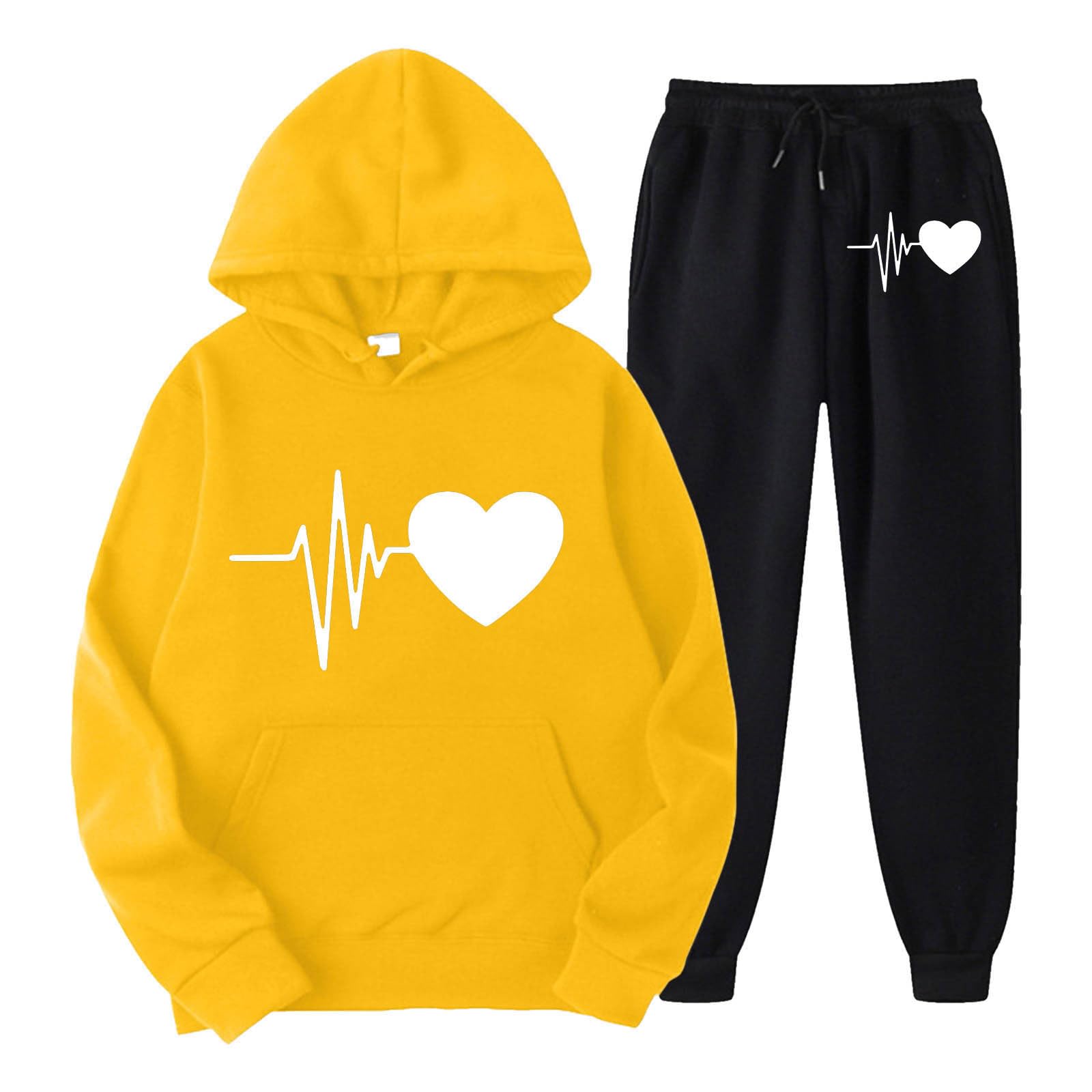 Zweiteilige Damen-Outfit-Sets mit Aufdruck, Kapuzenpullover, Sweatshirt Lange Jogginghose, Jogger-Workout-Set, Trainingsanzug, Sweatsuits