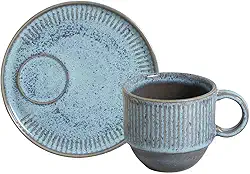 Porto Brasil Conjunto com 6 Xícaras de Chá com pires Empilhável Linhas Breeze