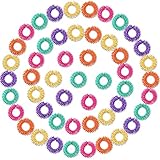 Blulu 50 Pcs Acupressure Fidget Rings Spiky Sensory Finger Rings Finger Acupressure Set for Teens, Adults, Silent Stress Reducer and Massager(Orange, Yellow, Purple, Green, Rose Red)