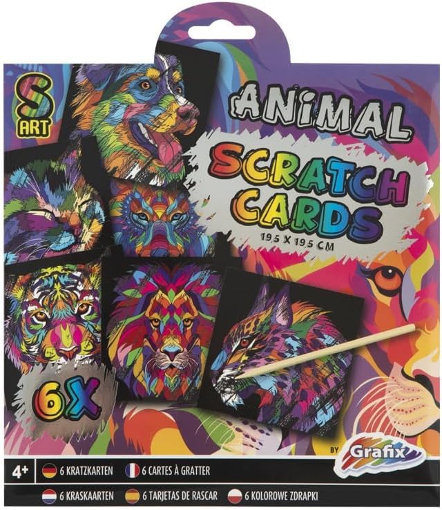 Grafix Grafix Rainbow Scratch Cards 19.5x19.5cm Animals