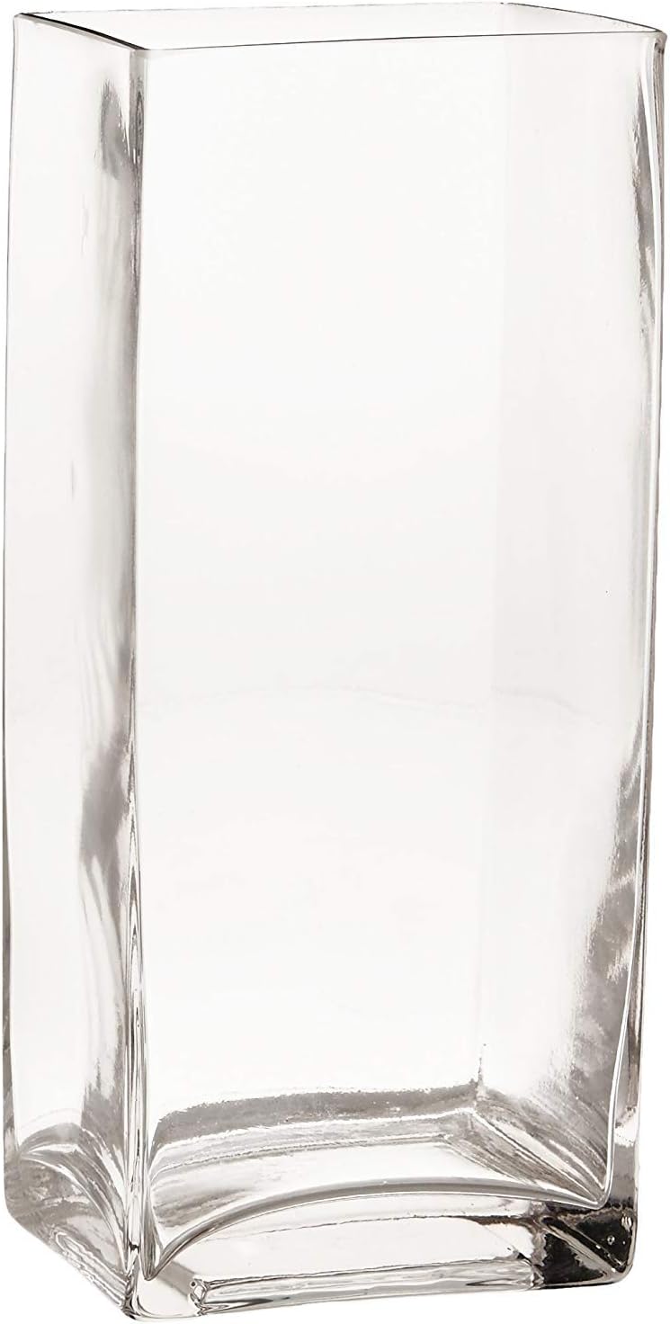 Rectangle Vase, Square Clear Glass Vase, Home Decor and Table Centerpieces Glass Vase (11.8''H x 3.9''W)