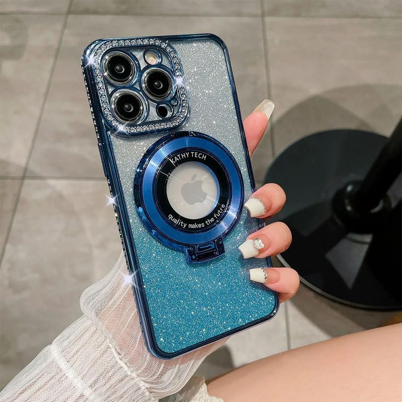 LuxuryKase LK111 Glitter Diamond Bracket Magnetic Holder Stand Mag-Safe Case for iPhone 15 Pro (TPU | Blue) (B0CV42JVPN) Amazon Price History, Amazon Price Tracker