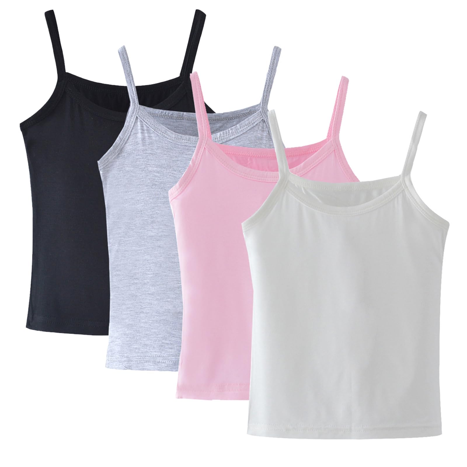 Anktry 2-8 Years Little Girls Soft Camisole Undershirts 4 Pack Kids Comfort Breathable Tank Tops