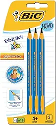 Lápis Preto Jumbo Nº 2HB Triangular, BIC Evolution KIDS, 902494, 3 Unidades, Cores Sortidas, Resistente