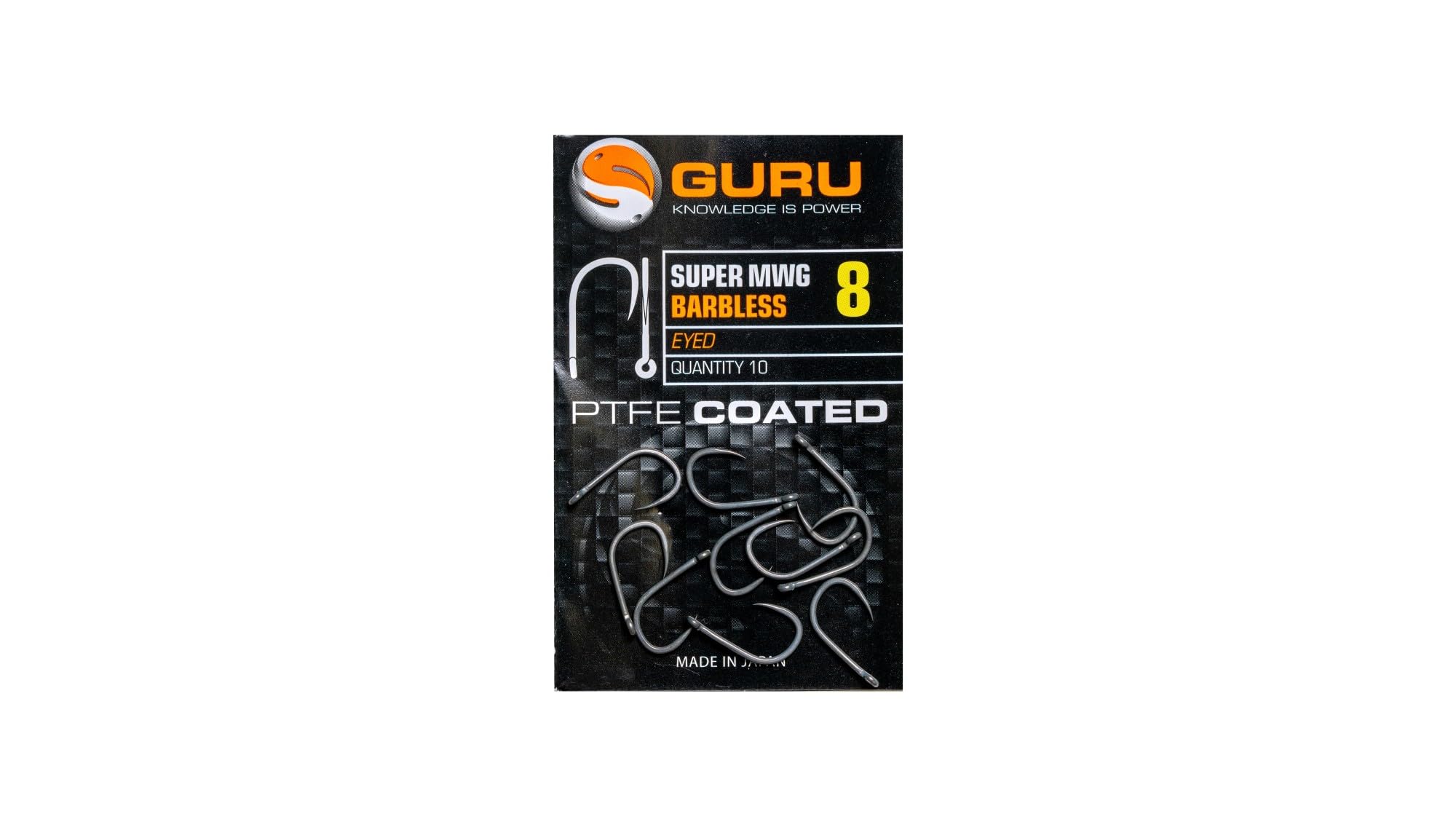 Guru - Super MWG Barbless | 08 - PTFE Coated Match Wide Gape Fishing Hooks, Forged Steel Eyed Barbed or Barbless, Strong Durable All Round Hook for Coarse and Commercial Fishing