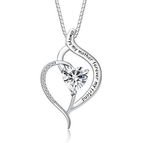 Forever Connected Mother & Son Necklace – Heart Pendant Gift for Mom, Sterling Silv...
