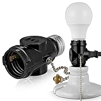 Vista 2 de 2 adaptadores de toma de luz de salida, toma de bombilla E26 a divisor de salida, convierte el enchufe de tornillo mediano en un enchufe con dos