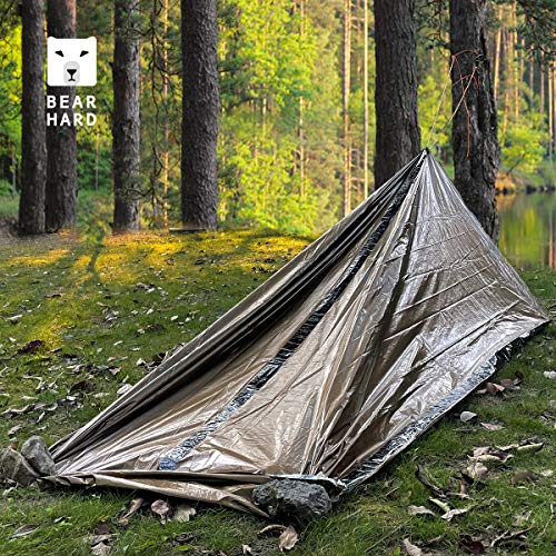 Bearhard Emergency Tent, 2 Person Tube Tent Survival Shelter with Paracord, Stakes Ultralight Survival Tent Emergency Shelter Use as Survival Gear Space Blanket for Camping, Hiking, Kayaking
