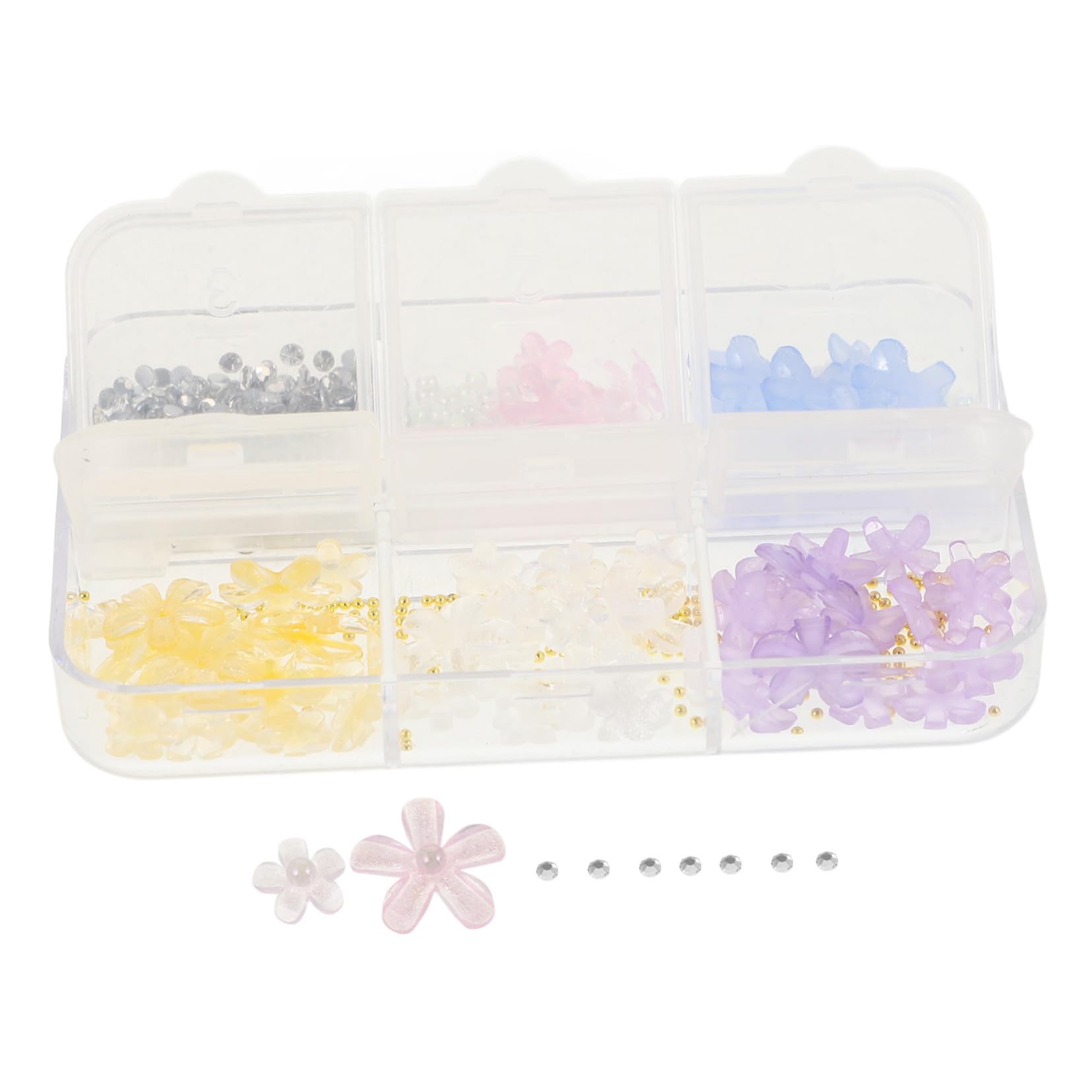 BESTYASH Nail Gems and Charms Compact Box d Flower Nail Charms for Fashionable Manicure