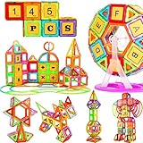 kejector Magnetische Bausteine, 145 Pcs Pädagogisches STEM Magnetbausteine ab 3 Jahre Magnetspiele Kinderspielzeug, Ideales Spielzeug als Geschenk für Kinder