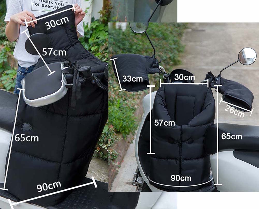 Couverture de Jambe de Scooter Fendue, Couverture de Jambe de Scooter Coupe-Vent, Couverture de Pare-Brise de Scooter à Double Face pour Voiture électrique/vélo/Tricycle de Scooter (Noir + Rouge)