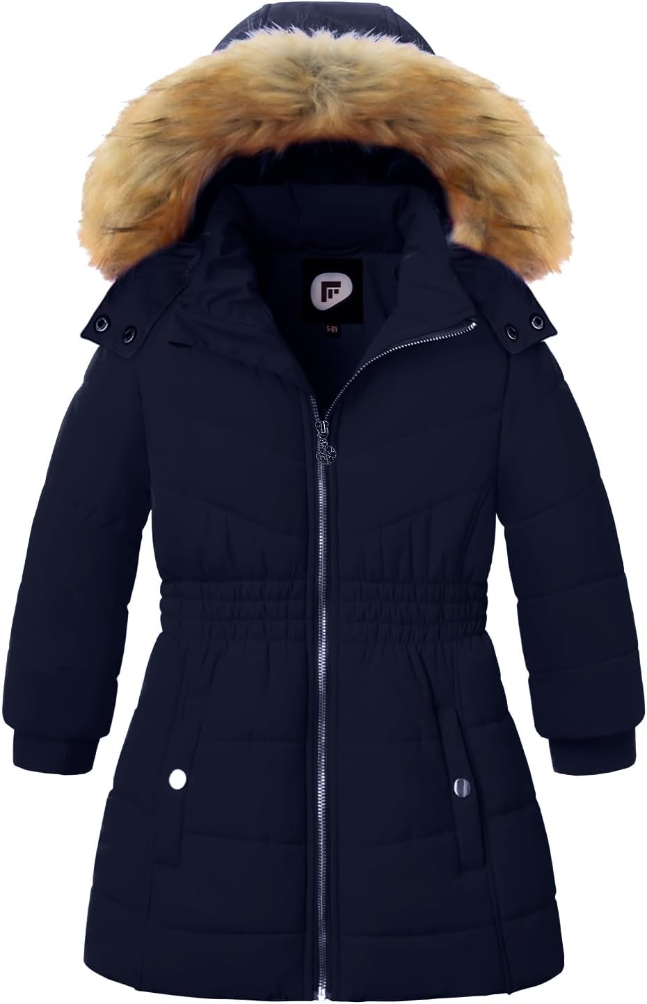 Garemcy Girls Winter Coat Long Warm Waterproof Fleece Lined Puffer Jacket With Detachable Hood & Fur Trim