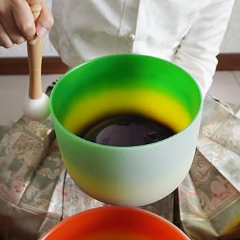 Antetok 432 Hz Set Of 3 Frosted Quartz Crystal Singing Bowls 7-11 Inch