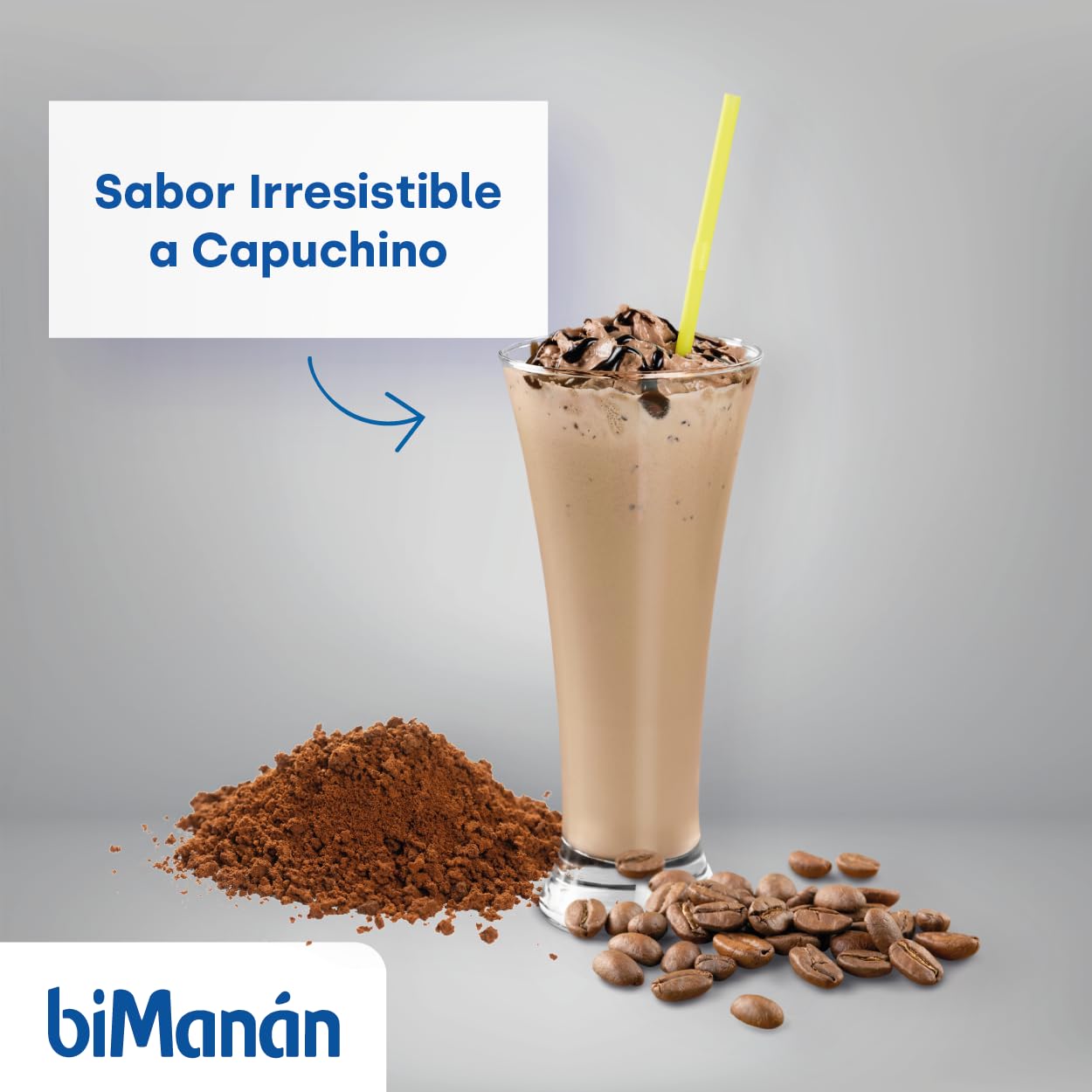 BIMANÁN Proteinshake – Cappuccino-Geschmack – Hyperprotein-Shake zum Straffen und Erhöhen von Muskelmasse – Produkt Proteico köstlicher Cappuccino-Geschmack – 360 g, 12 Portionen