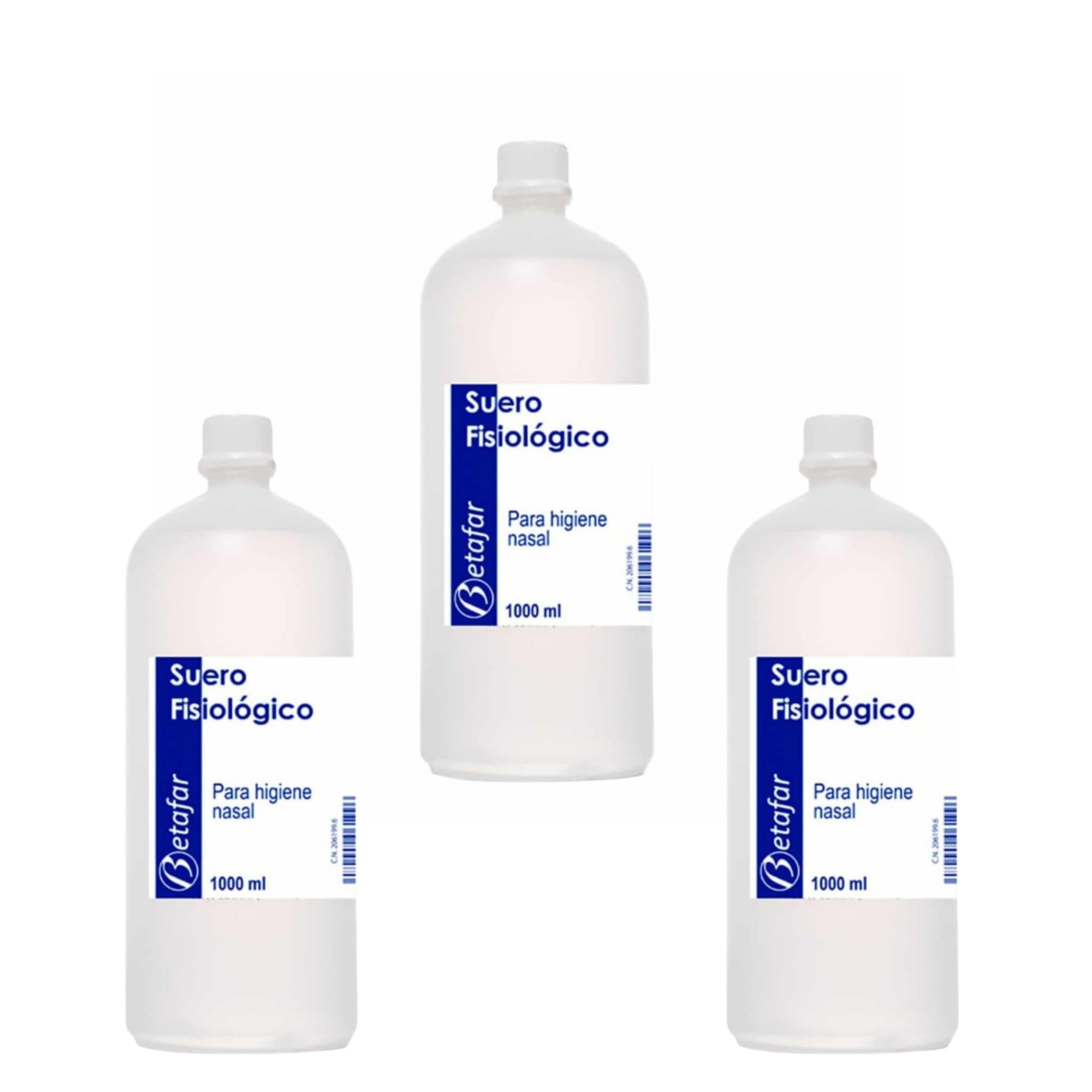 Botellas Suero Fisiológico 1 Litro Pack 3 | Solución Salina Estéril 0,9% para Higiene Nasal, Limpieza Ocular y Lavado de Heridas | Formato Ahorro 3 Litros para Uso Diario