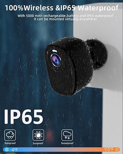 Miniatura 6 de ELECCTV Cámaras de seguridad WiFi 5G2.4G inalámbricas para exteriores, cámaras WiFi alimentadas por batería 2K con detección de movimiento AI,