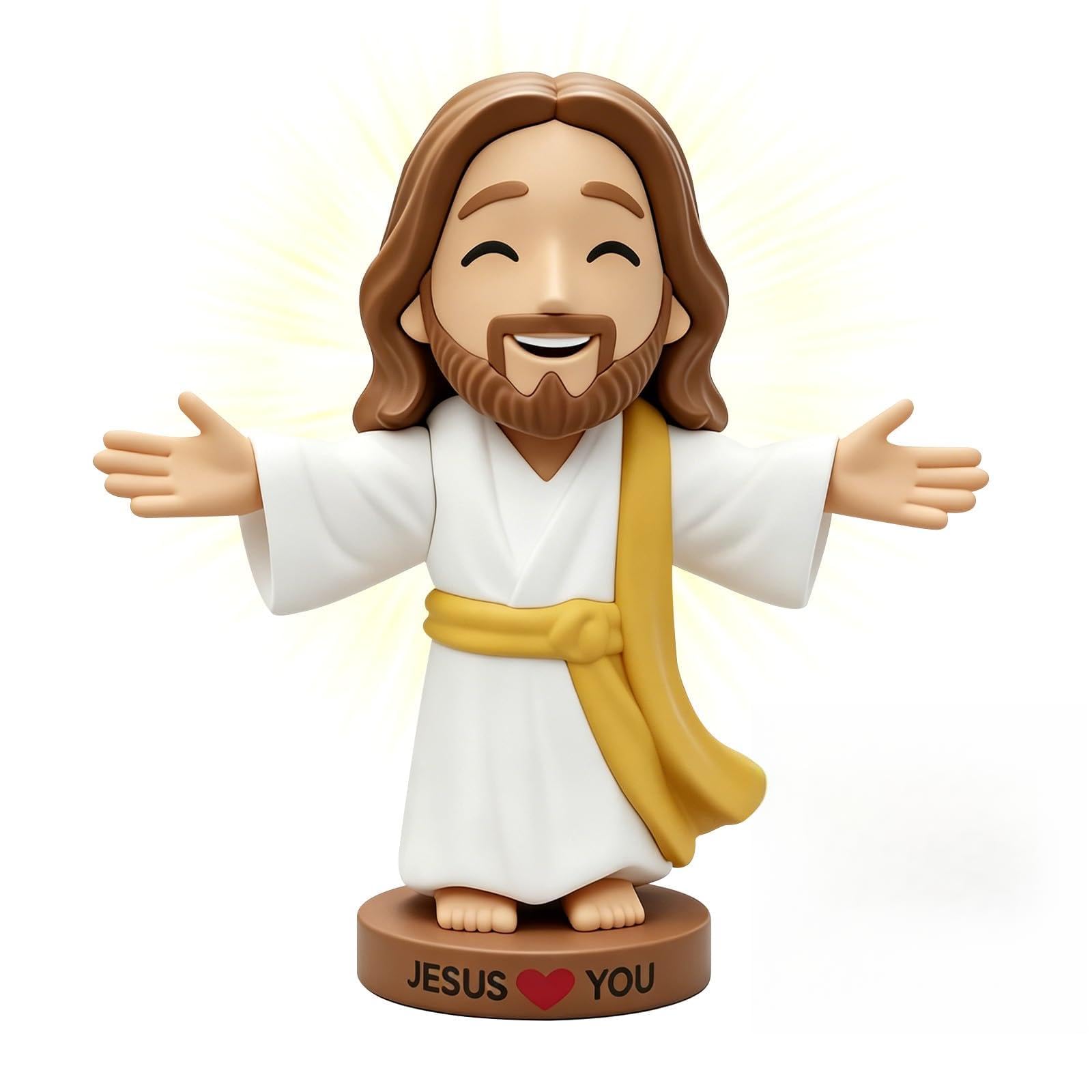 Atnayo White 4 × 4" Jesus Figures, Jesus Loves You Statue, Religious Tiny Toy For Baptism Activities Party Supplies