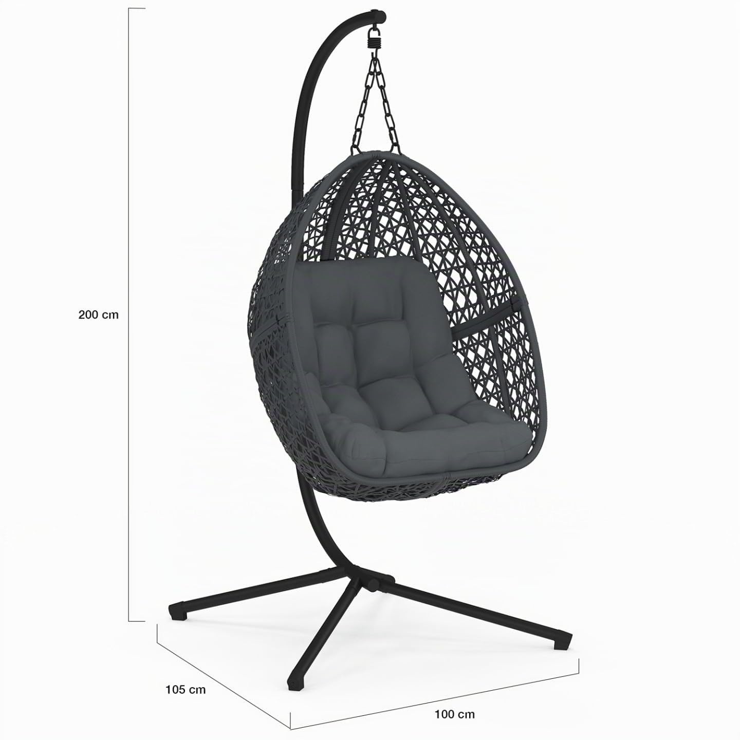 IDMarket - Fauteuil Lune Suspendu ajouré Effet rotin avec Coussin Gris