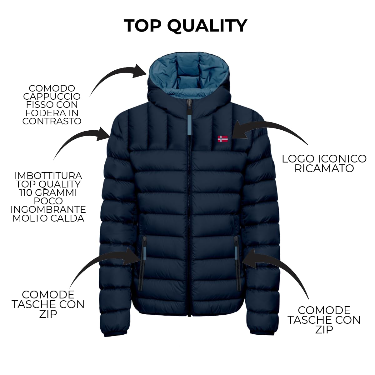 Piumino Uomo Invernale - Trapuntato - Giubbotto Uomo 110 Grammi 4 Stagioni Imbottito - Giacca Invernale