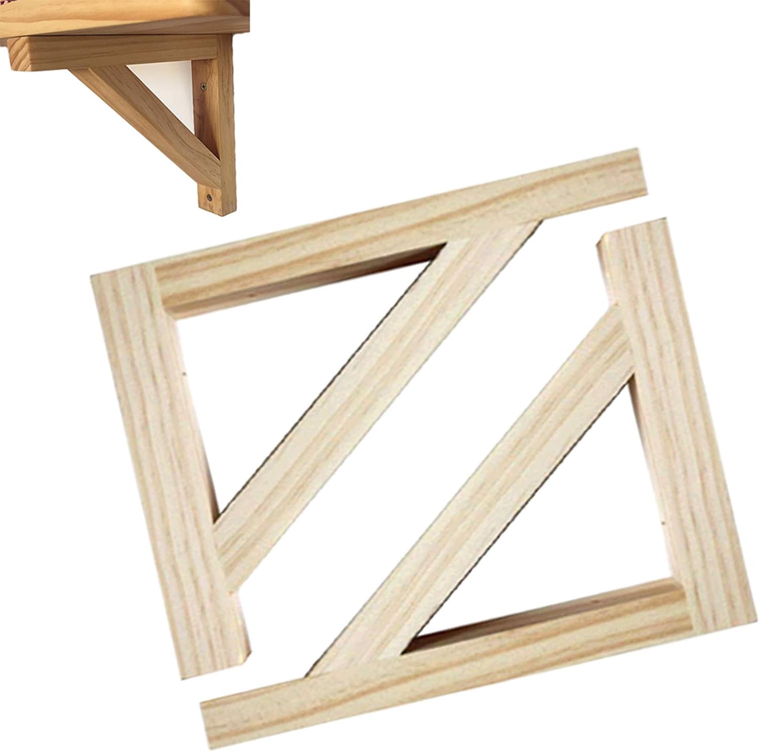 2 Pcs Wooden Shelf Bracket,Pine WallMounted Decorative Triangle Bracket,Solid Wood