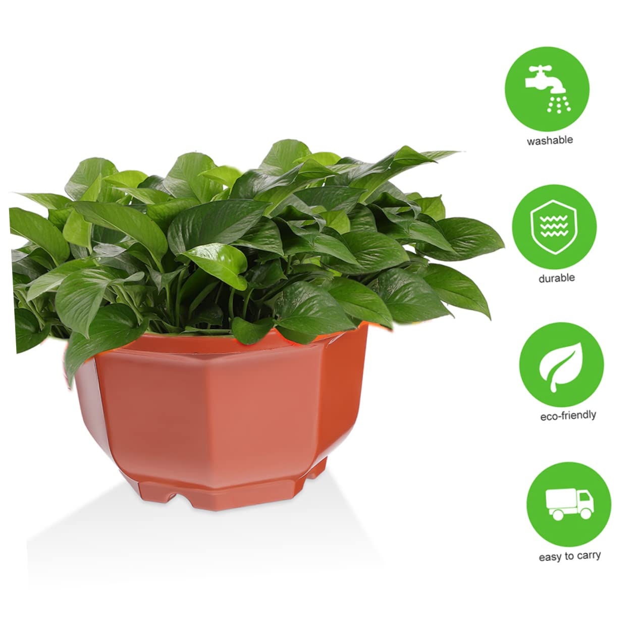 Lot de 15 pots de fleurs à suspendre avec crochets – Pots de fleurs ronds en plastique pour intérieur et extérieur faciles à accrocher pour décoration de maison et de jardin
