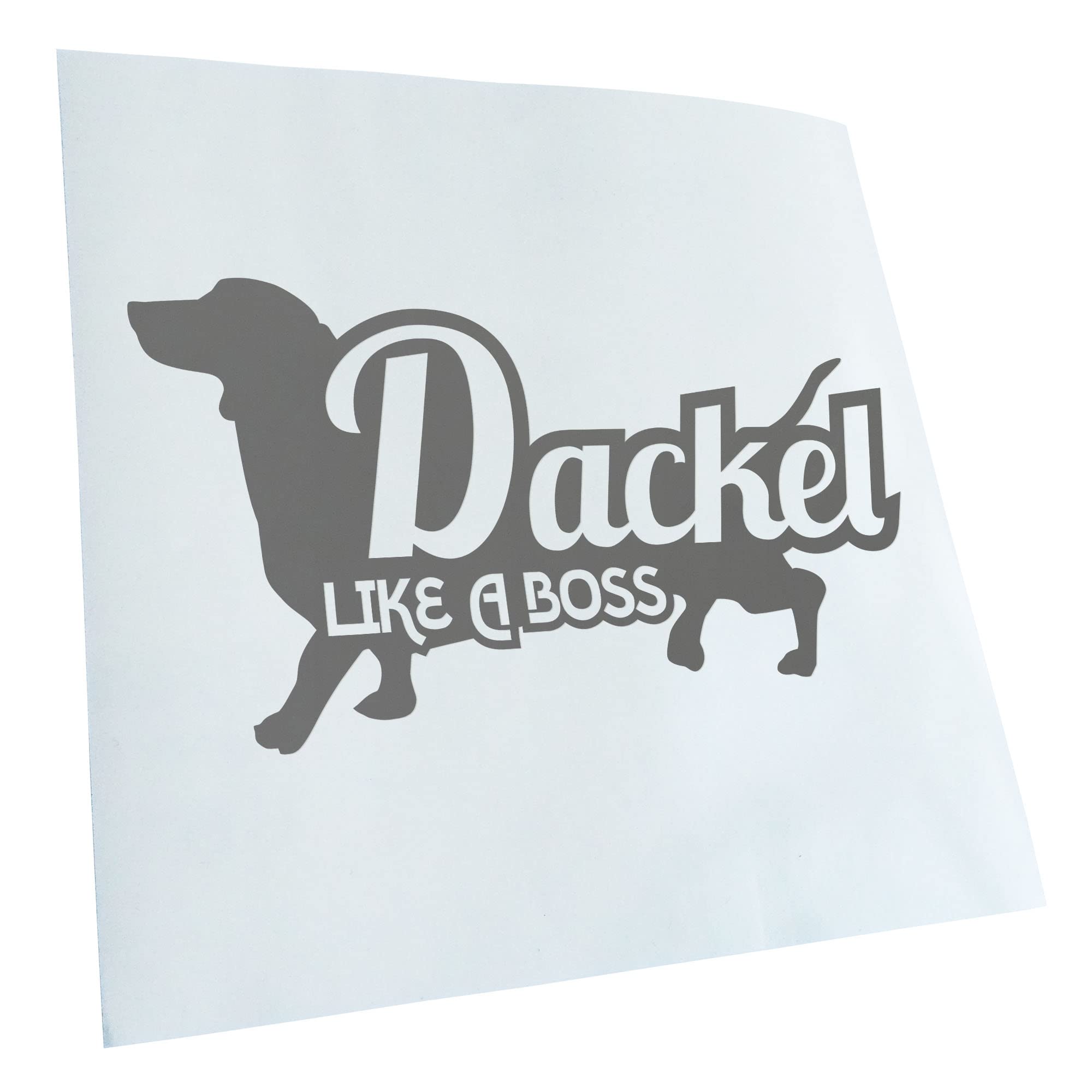 Kiwistar - Car Sticker - Grey - 60 x 33 cm Dachshund Like a Boss Dachshund - Rear Window Car Sticker Weatherproof for Car Truck Moped Truck - Sticker Exterior Self-Adhesive Tuning Accessories for