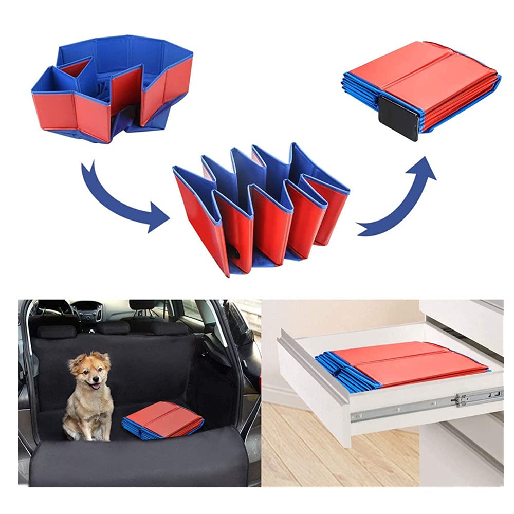 Piscina Plegable para Perros Gatos Bañera Portátil para Mascotas Plegable PVC Antideslizante y Resistente (120 * 30CM-Azul Oscuro)