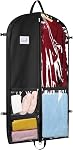 Zilink Dance Sac à vêtements, sac à vêtements suspendu 40 De pouce pour les costumes de danse, avec 4 Poches à fermeture éclair claires et moyennes 1 Grande poche zippée, noire