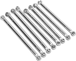 Dilwe RC Tie Rod, 8PCS Metal Full Car Tie Rod Tie Lever Link Pull Rod for MN86 Series Model Upgrade RC Car, RC Aluminum Linkages Steering Servo Rod RC Car Parts RC Accessories(Silver)