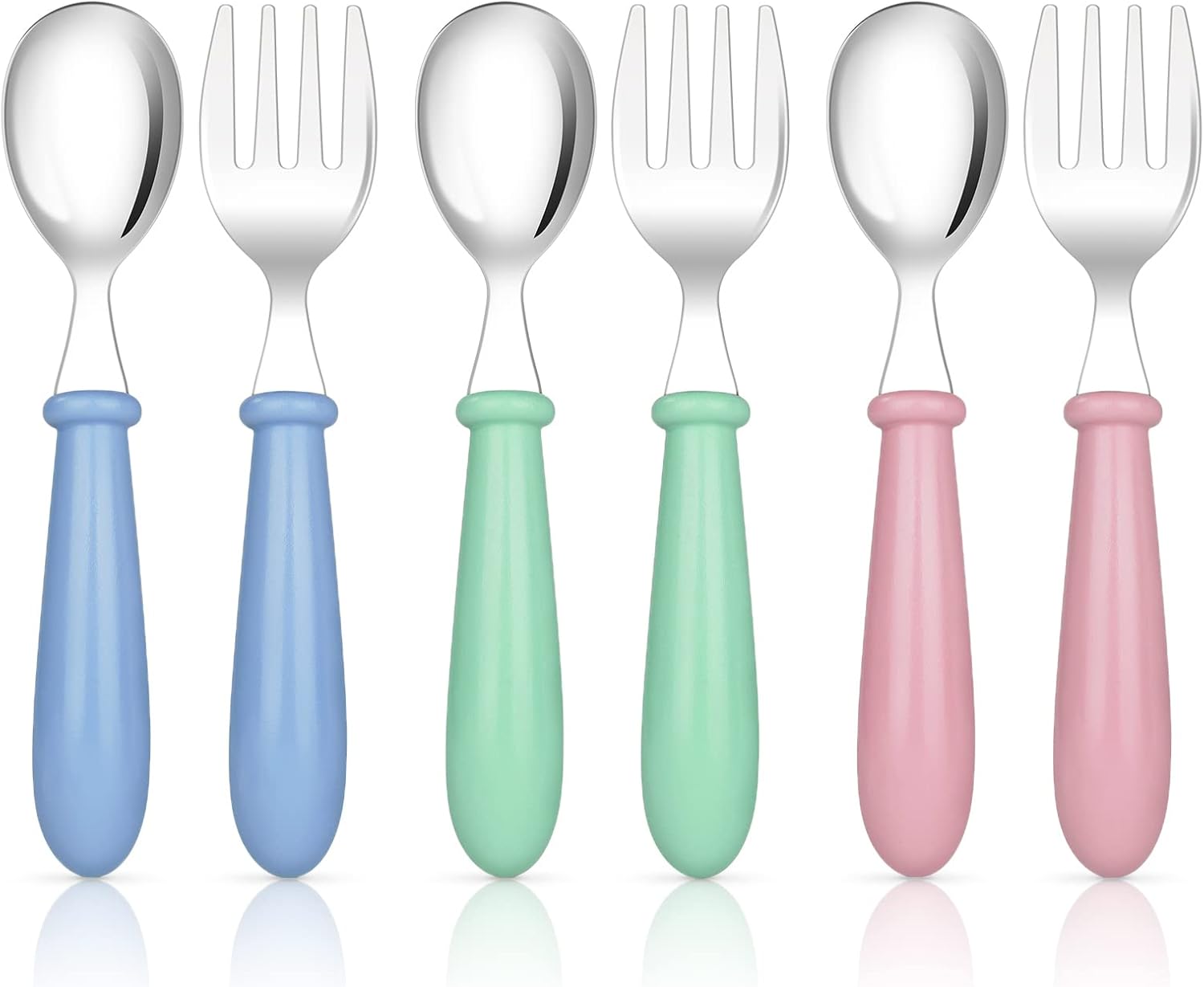 Vicloon Baby Fork and Spoon, 3 Set/6 PCS Toddler Utensils Spoons Forks