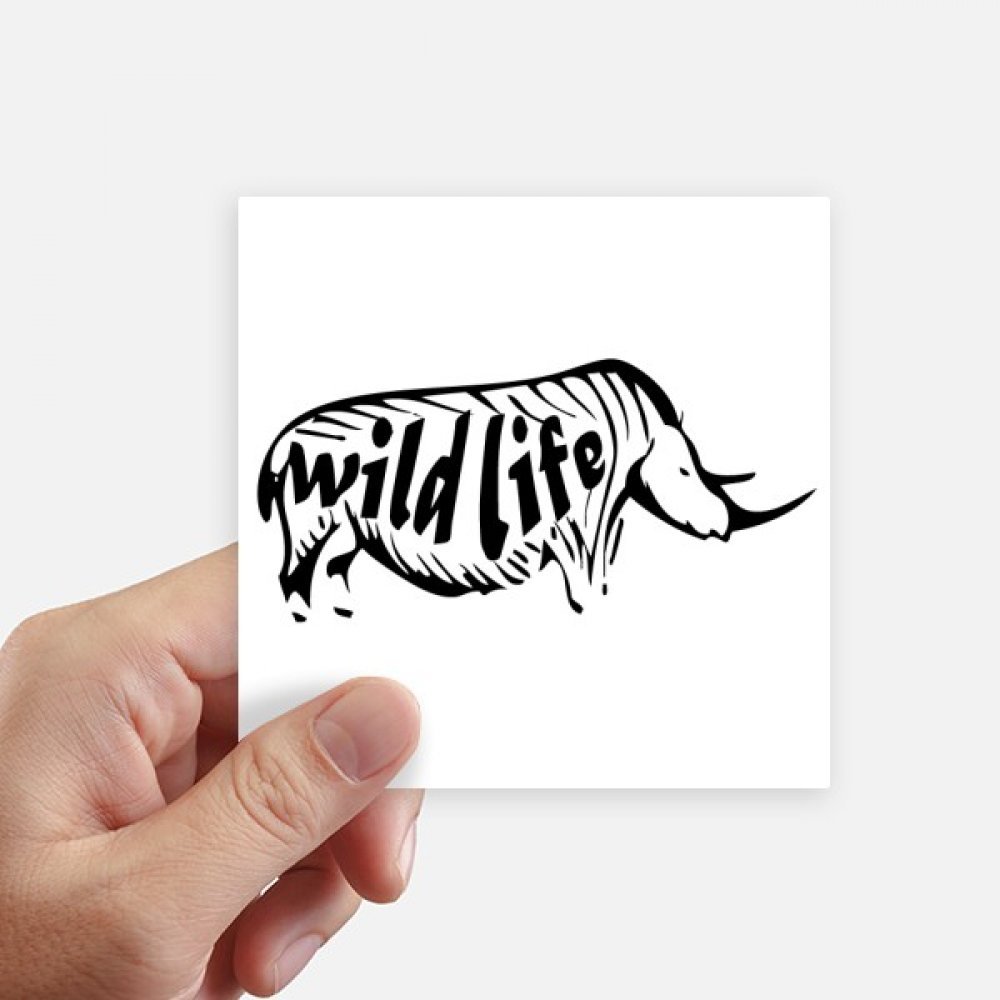 Autocollant carré rhinocéros 10 cm noir lot de 8 stickers design pour customiser valise et moto
