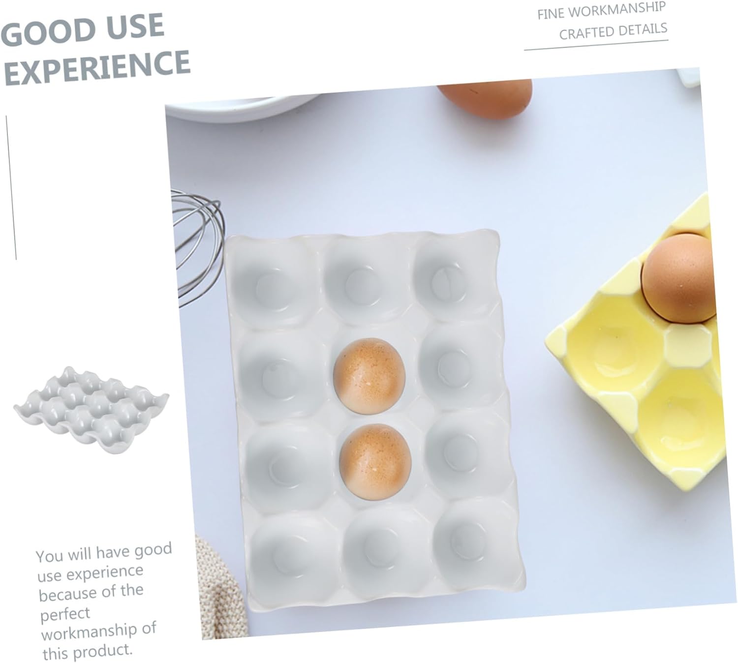 Artibetter Freezer Egg Storage Holder Ceramic Egg Tray for Fresh Keeping Durable Egg Storage Box Space Saving Design for Kitchen Refrigerators and Counters White