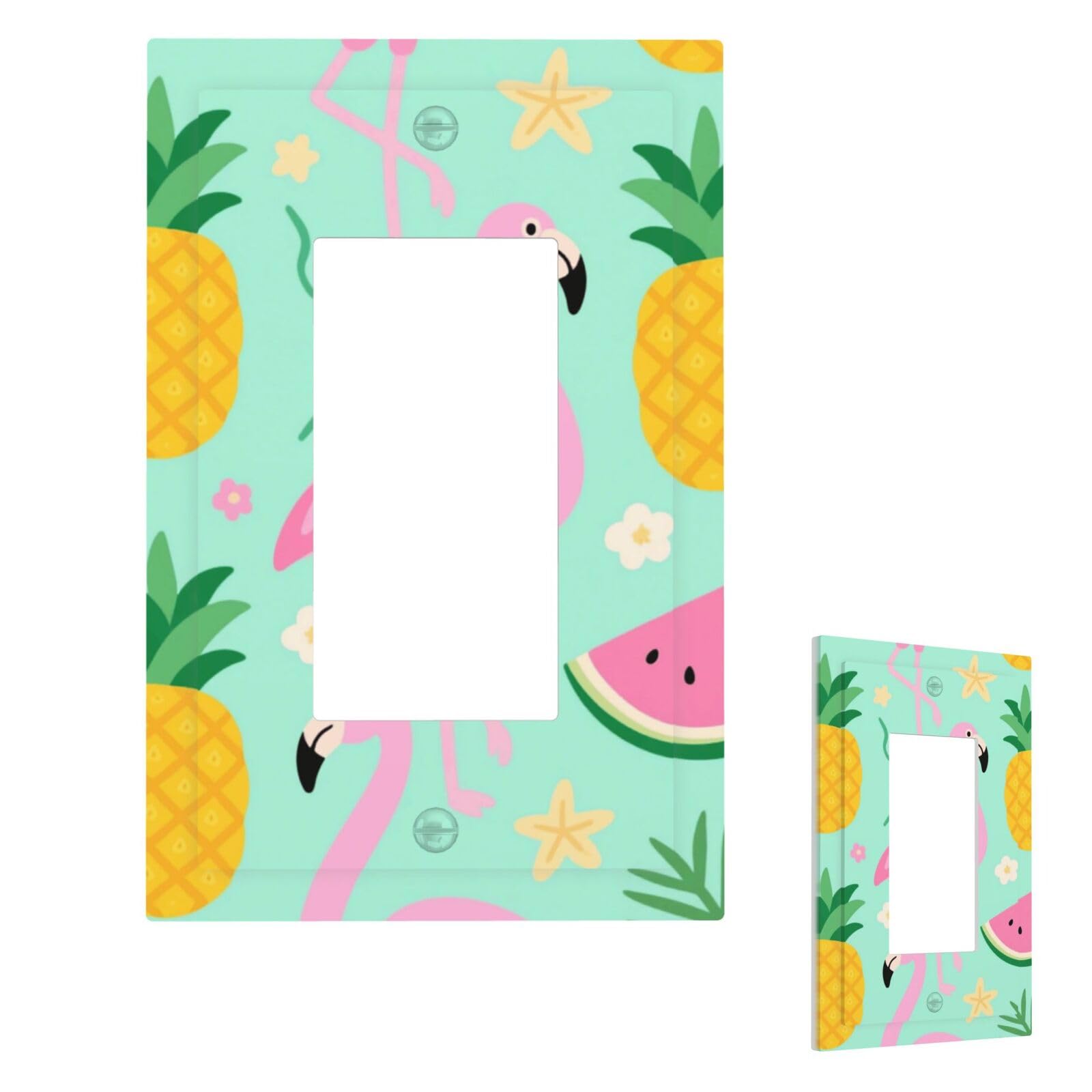 Pineapple Watermelon Flamingo Wall Plate Cover Modern Decorative 1 Gang Light Switch Cover Unbreakable Receptacle Outlet Covers For Living Room Bedroom Home Decor 1 Gang