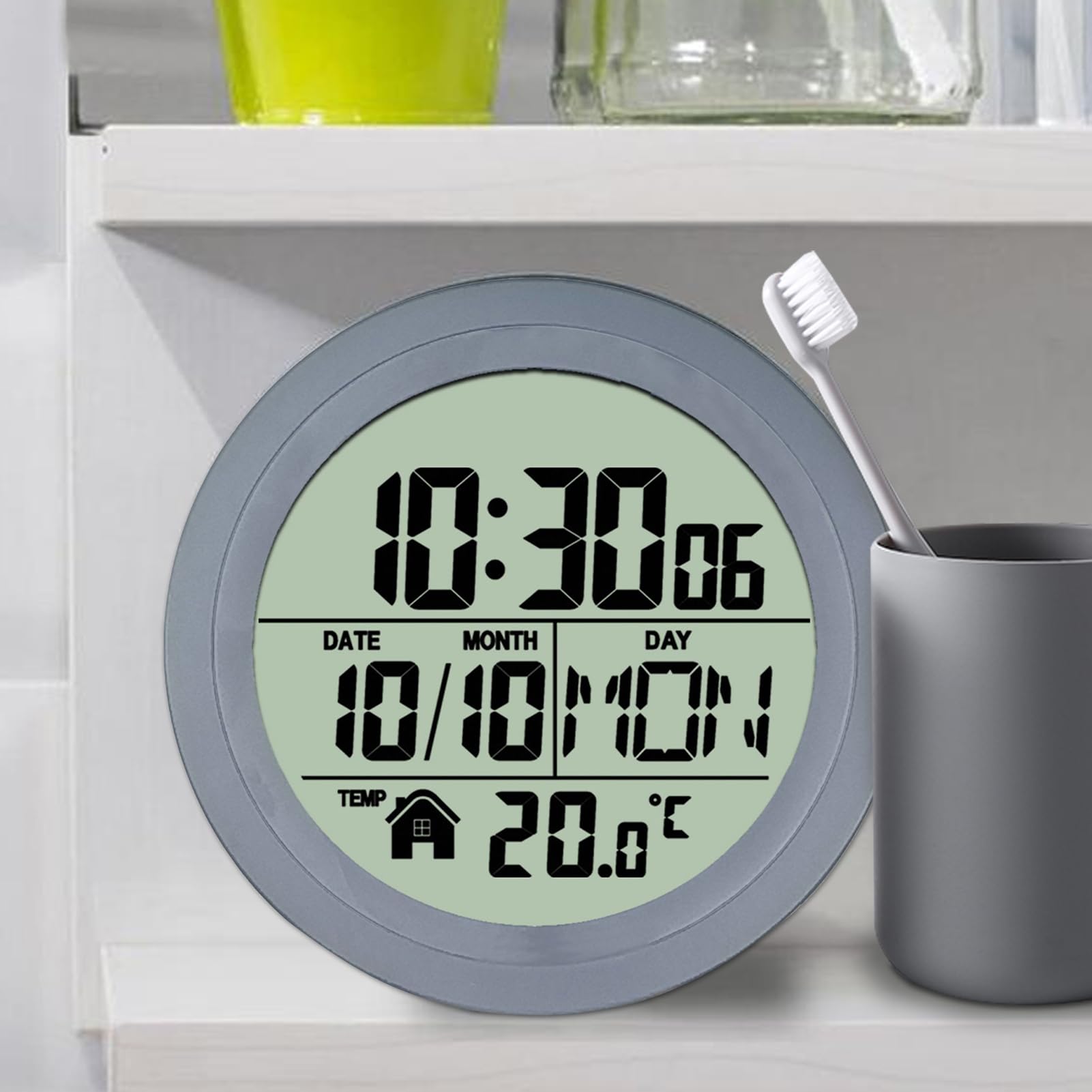 Orologio da parete per bagno Impermeabile display LCD doccia decorazione