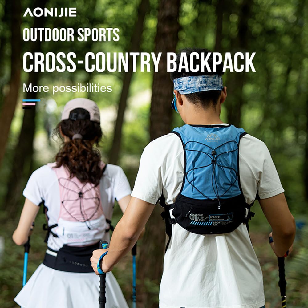 AONIJIE 5L Running Backpack, New Breathable and Comfortable Multifunctional Hydrating Backpack Unisex, Suitable for Marathon, Mountaineering, Cycling (Black,Only one Size)