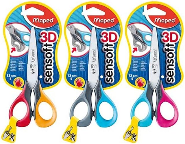 1 x Orange & Red Maped Sensoft 3D 13cm Left Handed Scissors