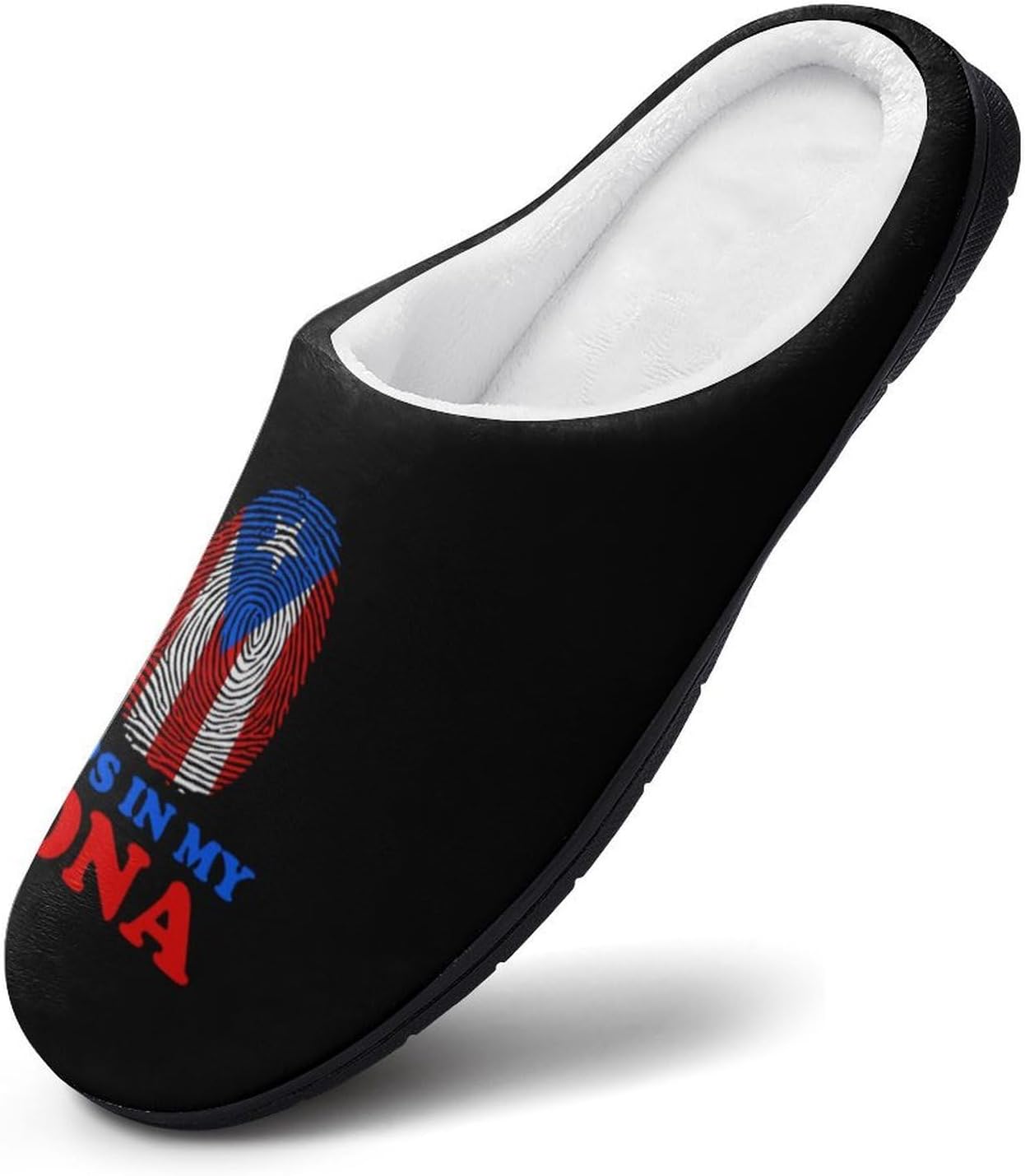 My DNA PuertoRico1 Flag Funny Women's Cotton Slipper Shoes Soft Non-Slip Sole Home Shoe